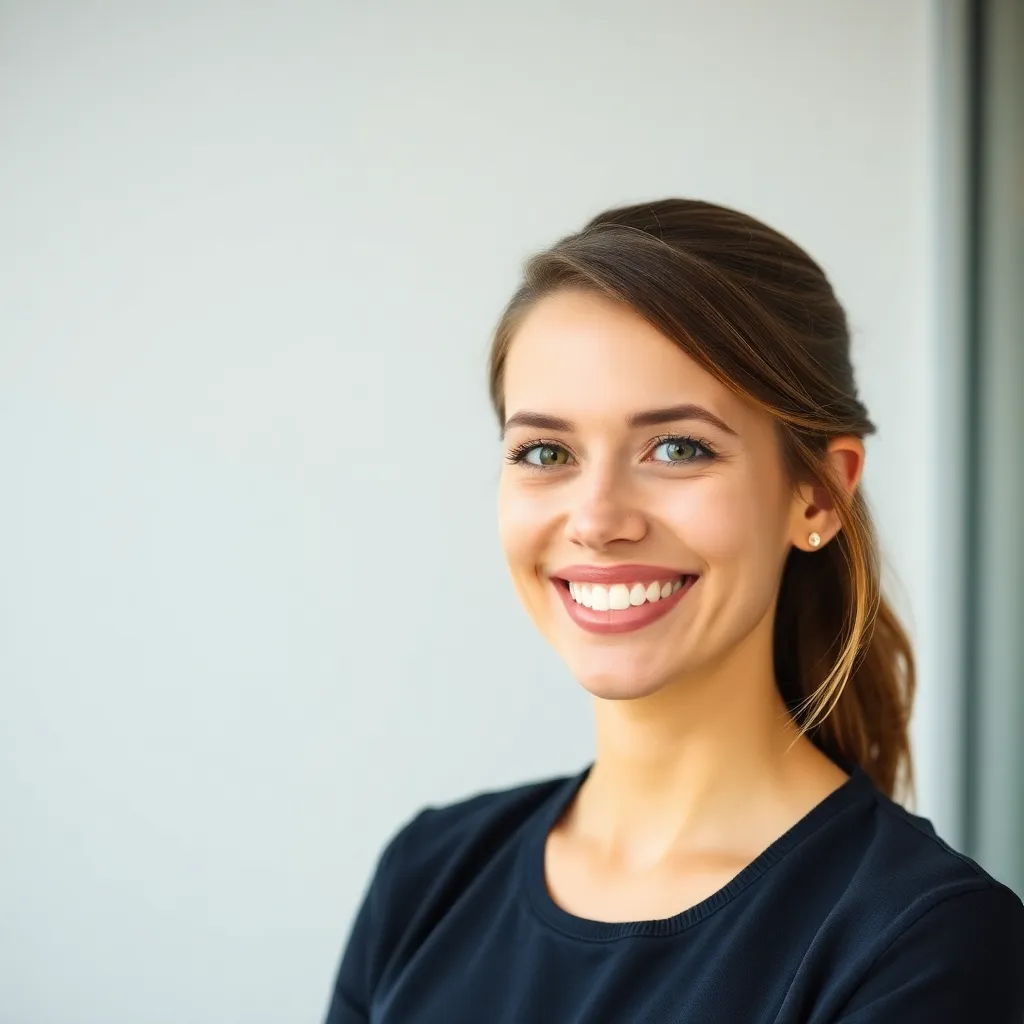Sophie uit Antwerpen, een jonge professional die lacht na het verbeteren van haar financiën